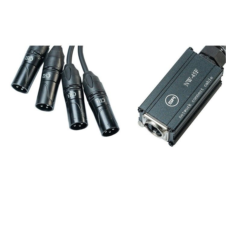 XLR Network Splitter Cable 4 Channel 3-Pin Multi Snake Receiver ไปยัง Rj45 สายเคเบิลเอเทอร์คอนเดียว