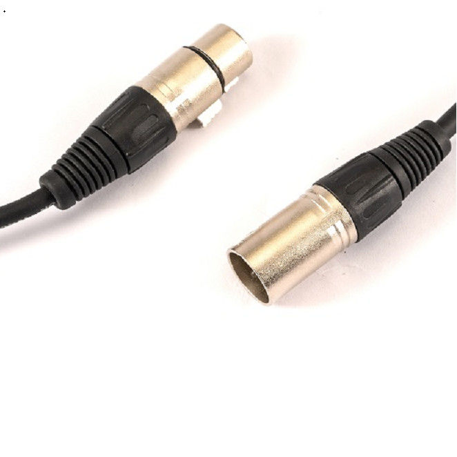 สีดํา XLR สายไมโครโฟนชายไปยังสายไมโครโฟนหญิง