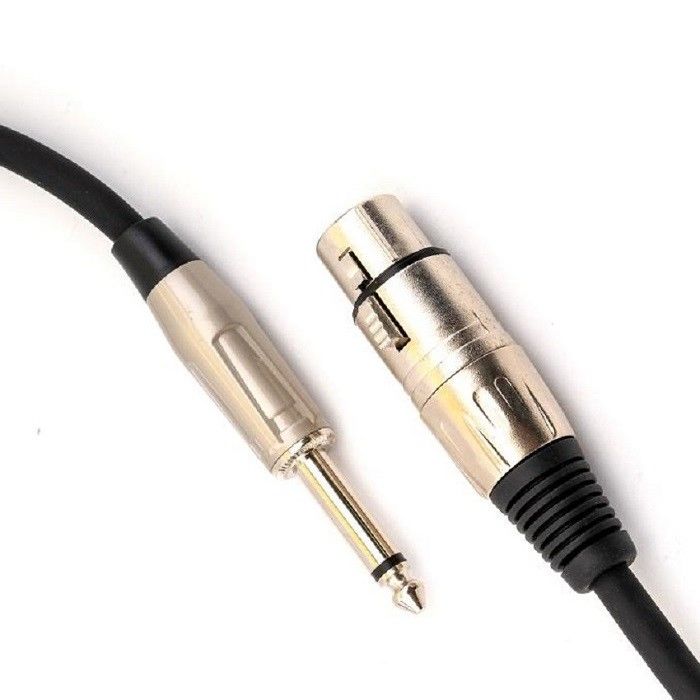 XLR หญิงถึง 1/4 นิ้ว 6.35 มิลลิเมตร TS ไมโครโฟนเคเบิล ไมโครคอร์ด สีดํา XLR เคเบิล 10 ฟุต